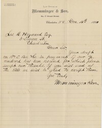 335. C.G. Memminger to James B. Heyward -- December 4, 1880
