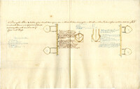 A Draught Plan & Section of an Amsterdam Canoe, soon in the South seas showing two in the plan, their distance from out to outside being 13 ft. 9 in.