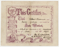 542.  Marriage certificate -- June 17, 1873