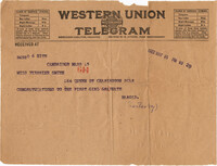 Telegram from Harold Easterby, May 5, 1922