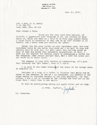 Letter from James Arthur to Buells, January 22, 1972