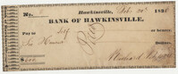 567. Canceled check, Bank of Hawkinsville -- February 20, 1836