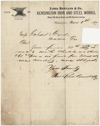 572.  Receipt, James Rowland & Co. to Messrs. Carhart and Curd -- November 1, 1869