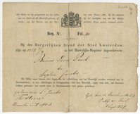 Barend Lion Paerl marriage certificate, 1854