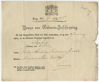 Sophia Jacobs birth certificate, 1836
