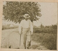 Leonard Donner walking with cane