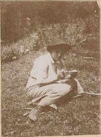 Woman with plate of food