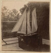 Four sails on model boat