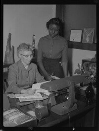 Miss Anderson and young woman in Anderson's office
