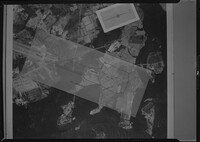 Aerial image of Marine Corps Air Station with plan of 1963 Construction landing strip overlaid