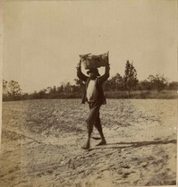 Man walking with basket on his head