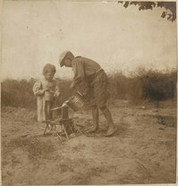 Two children with buckets