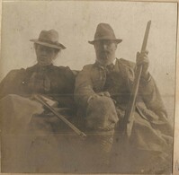 Pauline Donner and Conrad Donner with hunting guns