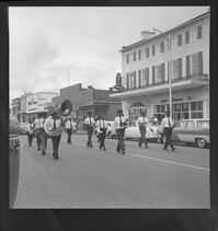 Brass section of Robert Smalls High School band in Decoration Day parade
