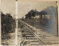 Railroad tracks running behind house on Halls Island
